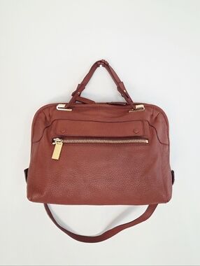 Chloé Brooke Handle Bag Brown Satchel Handbag Pebble Leather